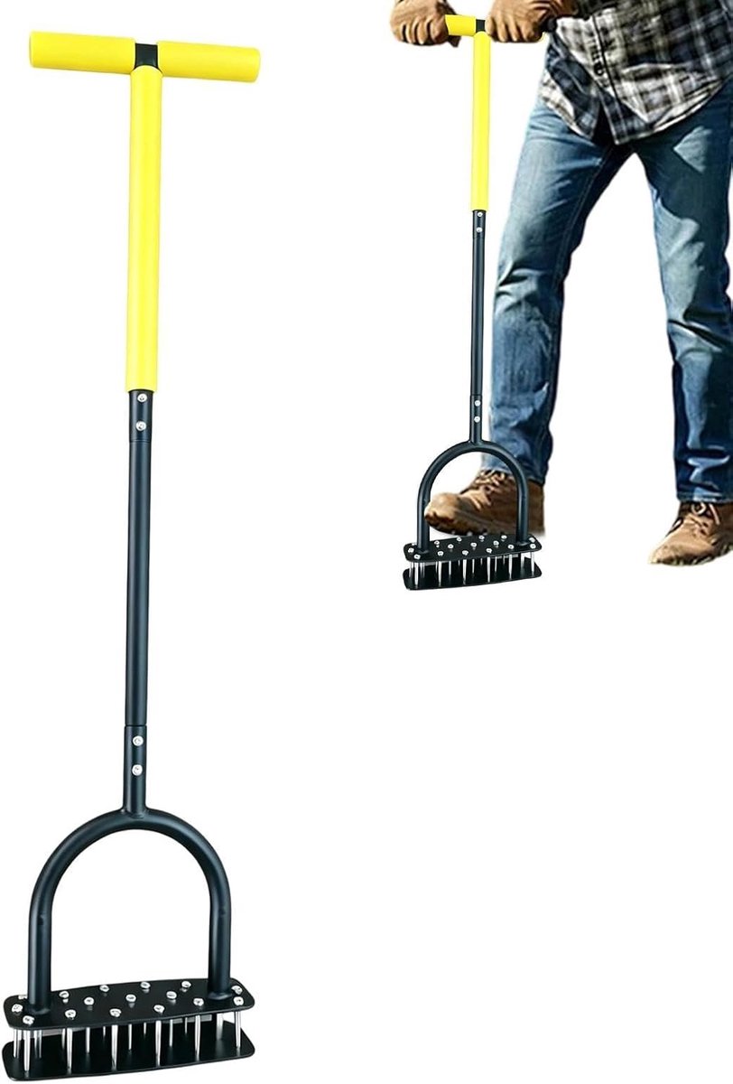 Tuinbeluchter Handmatig - Gazon Luchtpomp - Bodem Losmaken - 15 Roestvrijstalen Punten - 99 x 24 cm - Zilverkleurig