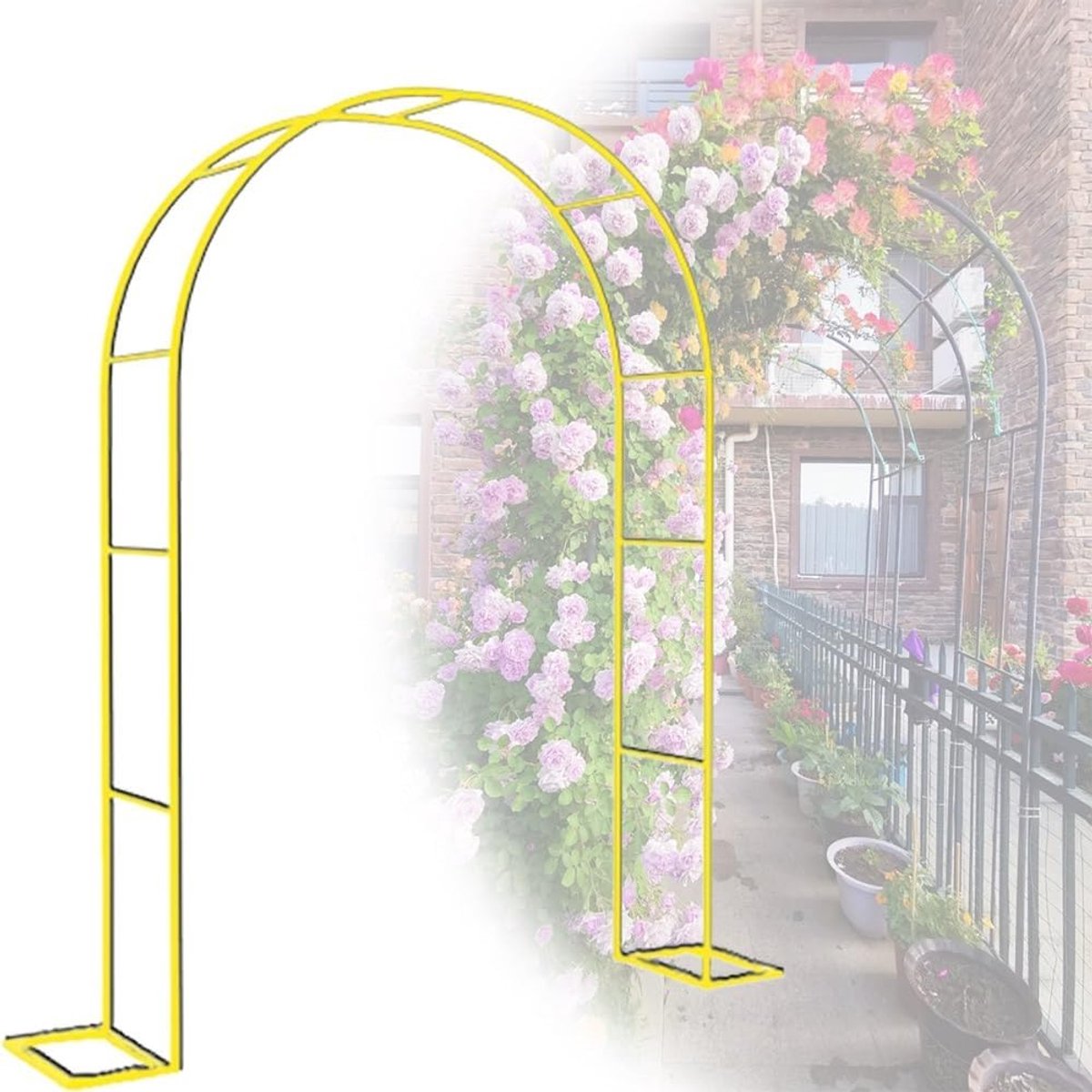 Rozenbogen Metaal - Tuinbogen Klimplanten - Planten Ondersteunen - Vrijstaand Frame - 140 x 230 cm - Goud