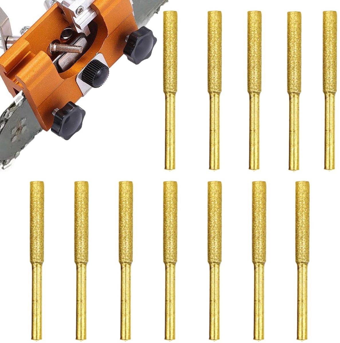 Metaal Slijptools - Polijst Bits - Zaagketting Onderhoud - Titanium Gecoat - 12 Stuks - Goudkleurig