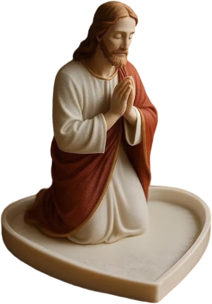 Rozenkrans Houder - Gebedssnoer Standaard - Spirituele Decoratie - Sierlijk Heilig Ontwerp - 12x6 cm - Wit