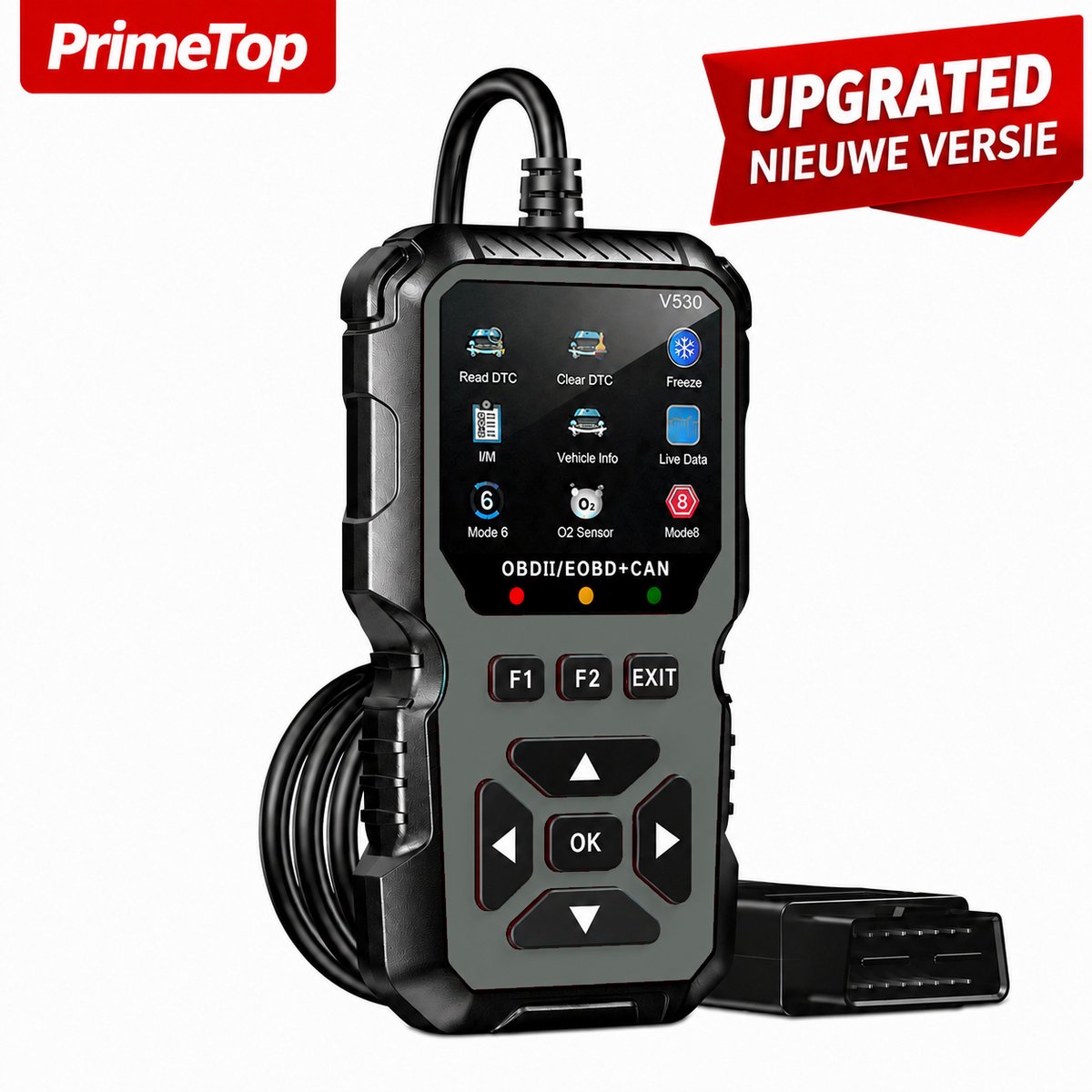 OBD2 Scanner – Diagnose Tool – Foutcodes Uitlezen & Wissen – Geschikt voor Benzine & Diesel – NL/EN/DE Taal – Plug & Play – Grijs