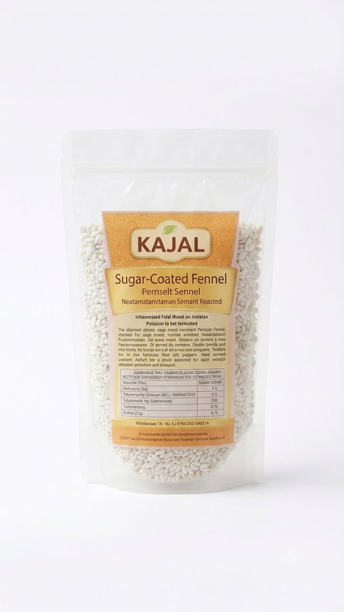 KAJAL Suiker gecoat venkelzaad, 1kg – Indiase mondverfrisser & digestief na de maaltijd – Traditioneel & Knapperig. Ideaal als snack, spijsvertering & mondverzorging – Premium kwaliteit voor de echte liefhebber Met Kajal Sticker