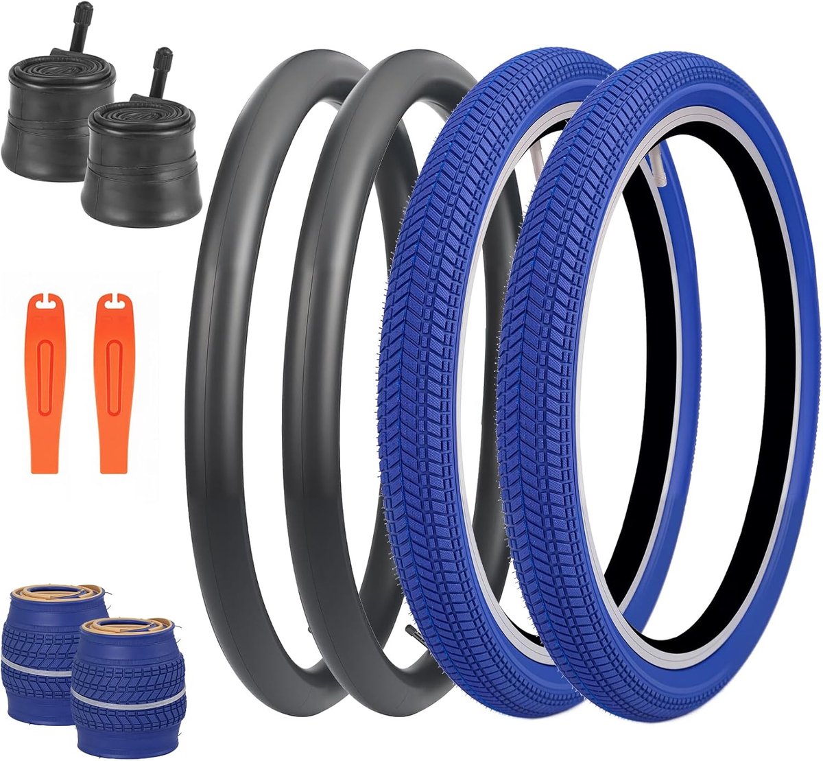 Fietsbanden 20 inch - Reservebanden met binnenband - Veilig Fietsen - Opvouwbaar en Antislip - 20 x 2.125 - Donkerblauw