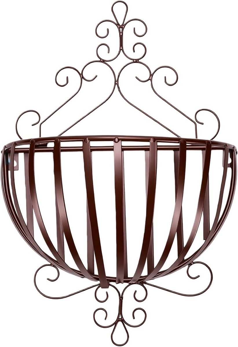 Plantenbakmand Muur - Bloempot Houder - Planten Decoreren - Metalen Constructie - 52 x 35 x 16 cm - Goud