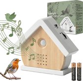 Luvlyn Vogelhuisje met Geluid en Verlichting - Vogelgeluiden Huisje met Sensor - Voor op toilet - met Timer - 7 Natuurgeluiden voor op WC - Inclusief Batterijen - Hout/Wit