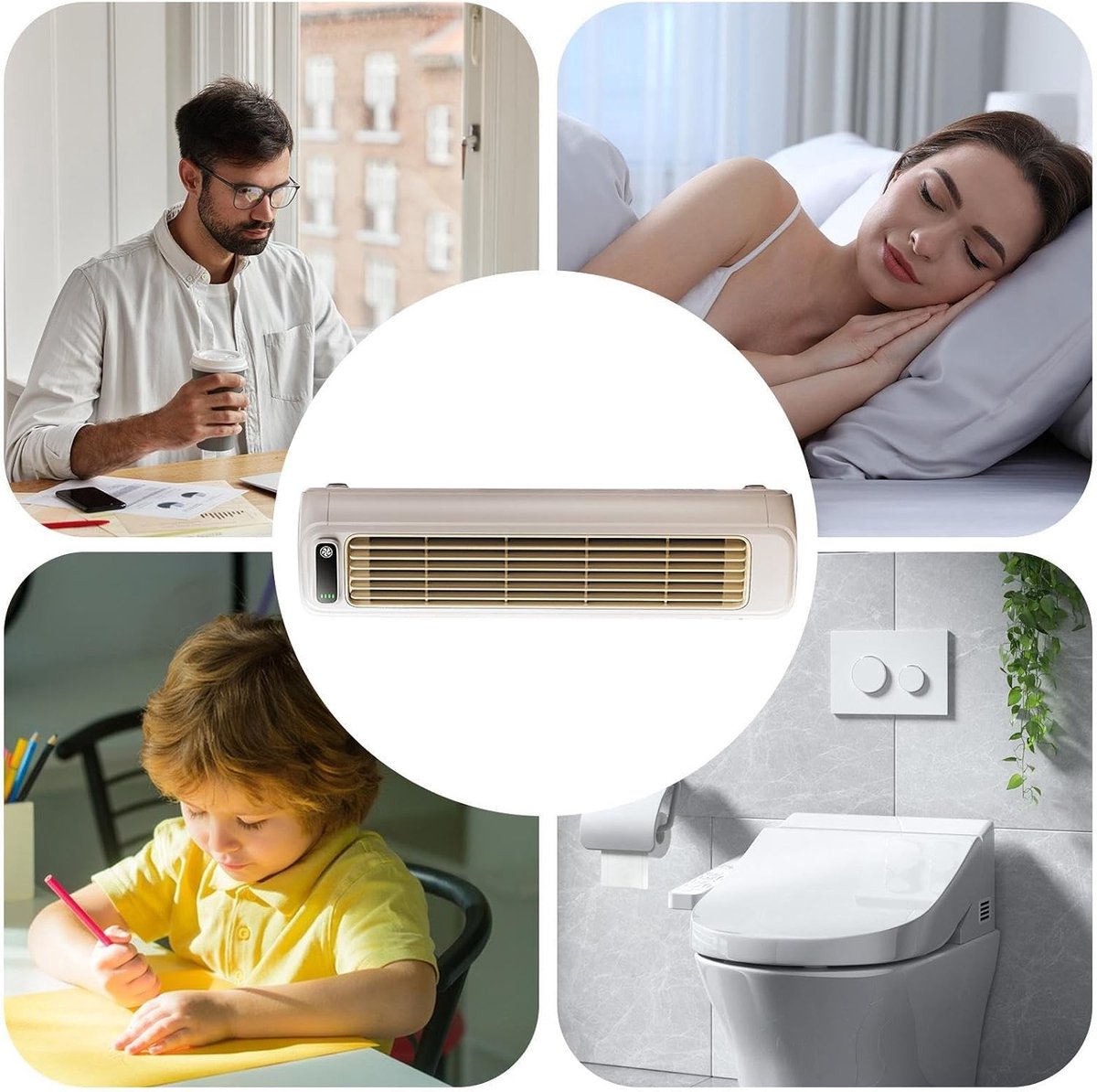 Stille staande ventilator - Torenventilator krachtig - Kamertemperatuur verlagen - Bladloze structuur veilig - 312 cm hoog - Beige – foto 5