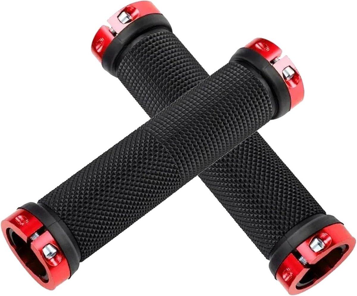 Fietsstuurgrepen - Comfortabele grips - Veilig Fietsen - Dubbel Vergrendelingssysteem - 130 mm Lengte - Rood