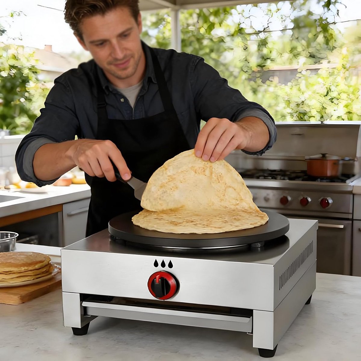 Pannenkoekenmachine - Bakplaat maker - Ontbijt maken - Antiaanbaklaag - 40 cm - Zwart
