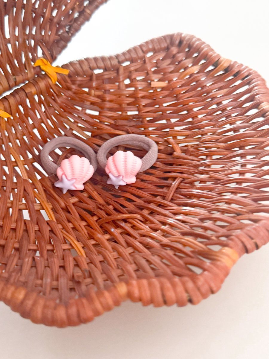 Haarelastiek Seashell - Roze - Haarelastieken voor Meisjes & Kinderen - Haarelastiekje - Haaraccessoires voor Peuters & Kleuters - Haarelastiekjes