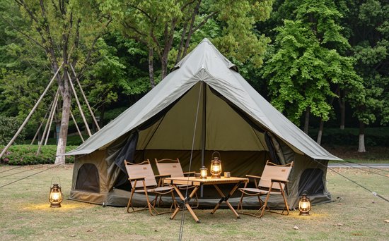 HAUSS SPOLE Tent - 400 x 400 x 250 cm - Waterdicht En Scheurvast Polyester - Donkergroen - Voor 4-8 Personen En Vier Seizoenen van hauss-spole — afbeelding 4