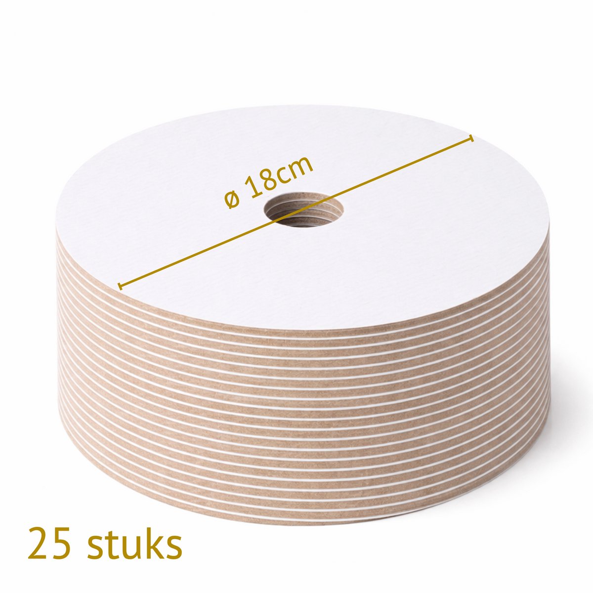 Bakdozen.nl - Taartkarton 18 cm (7 Inch) met Centraal Gat - Stapeltaart Onderplaat - Wit - 25 Stuks