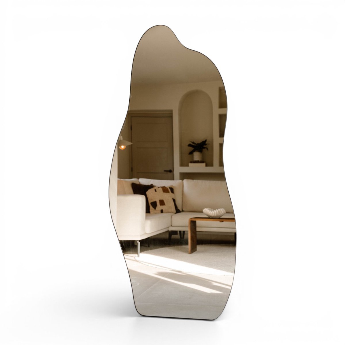 Indore Home Wave Organische Wandspiegel - 180 x 80 cm - Zwart