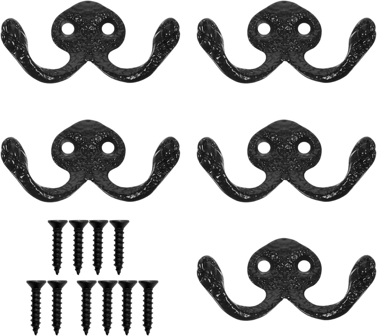 Wandhaken van ijzer, 5 stuks, retro kledinghaken voor badkamer, keuken en kasten, eenvoudig te installeren, stevig en stijlvol