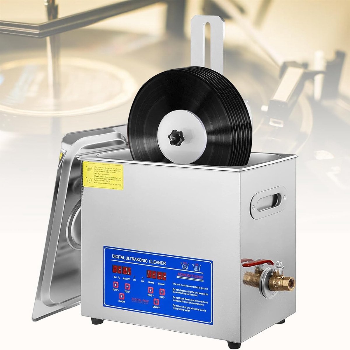 Ultrasone Vinyl Reiniger - Platenwasser - Vinyl Verzamelingen - 40KHz 180W Vermogen - 7-12 Inch - Zilver