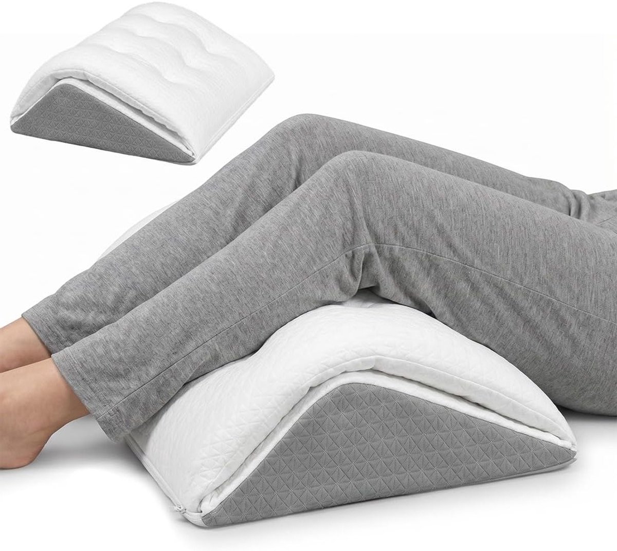 Ergonomisch Kussen voor Beensteun, Kniekussen voor Rugslapers, Geheugenfoam Kussen voor Comfort en Ondersteuning van Benen en Voeten, Driehoekig Kussen voor Sofa en Bed