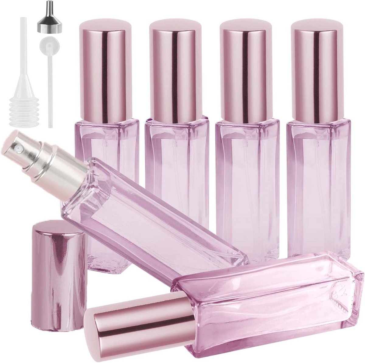 Mini Parfum Atomizer Set - 6 Stuks Herbruikbare Sprayflessen van Helder Glas - Draagbare Vernevelaars voor Dagelijks Gebruik en Reisgemak - Perfect voor Parfum en Geuren
