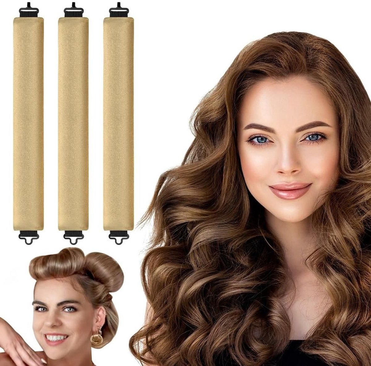 3 Stuks Heatless Haar Krullers, Zachte Krulstaven voor Alle Haartypes, Ideaal voor Nachtgebruik en Natuurlijk Krullen zonder Hitte