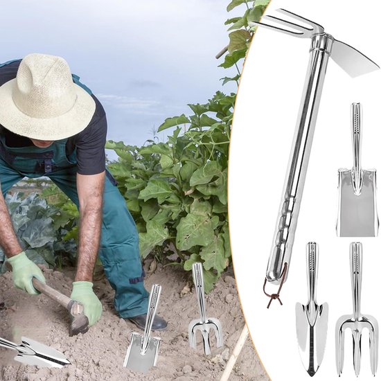 Tuin Gereedschap Set - Multifunctionele Schoffel - Bodem Losmaken - Roestvrijstalen Ontwerp - 40 cm Lengte - Zilverkleurig — afbeelding 5