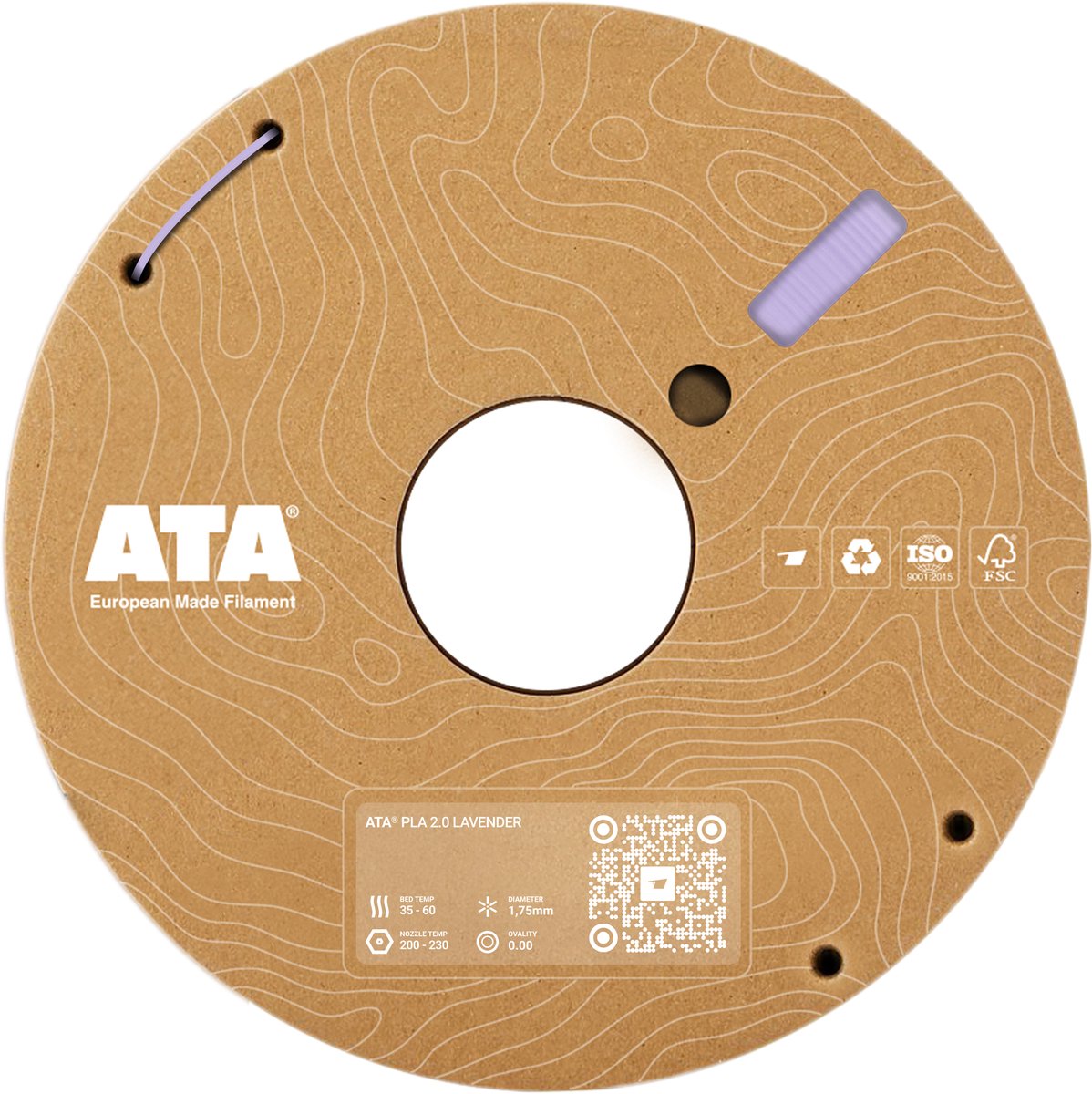 ATA® PLA 2.0 Lavender SP | PLA 3D Printer Filament - 1.75mm - 1 KG PLA Spool - Diameter Consistency Insights (DCI) - European Made Filament
