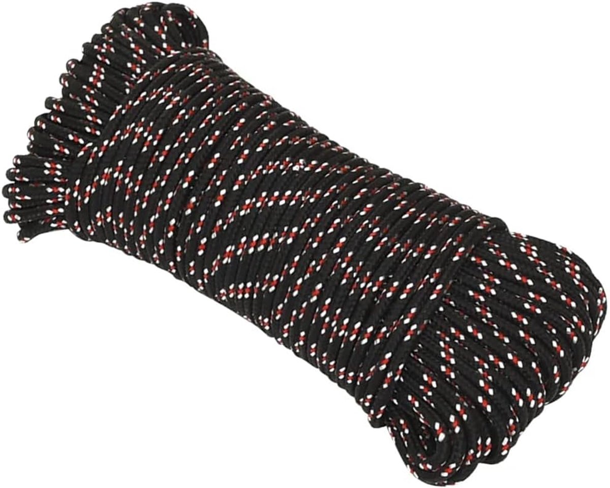 Boot touw - Aanleglijn Ankerlijn - Vastzetten Boot - Duurzaam Polypropyleen - 4 mm 50 m - Zwart Rood
