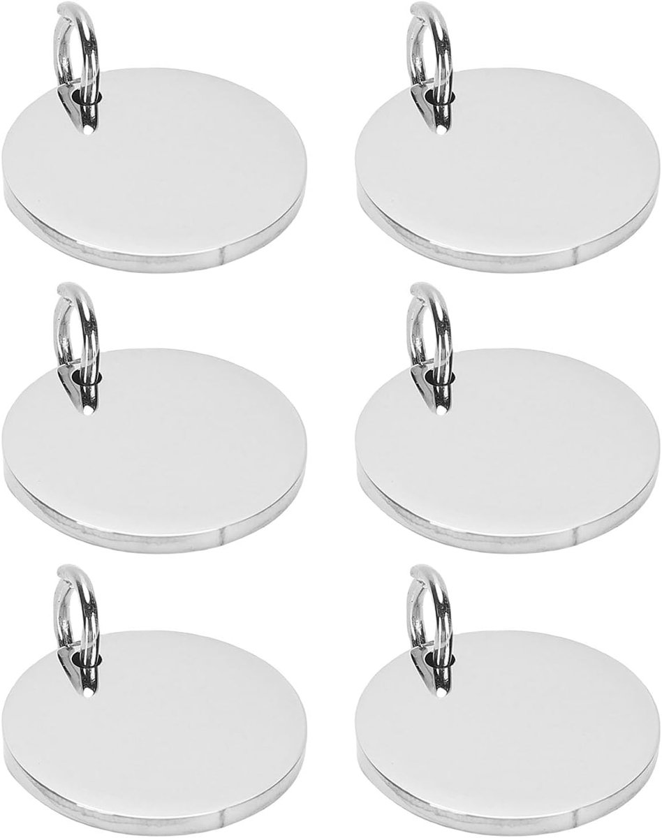 Graveerbare Sleutelhangers - Ronde Blanks - Naamkaartjes Maken - Sterk Roestvrij Staal - 30 Mm - Zilverkleurig
