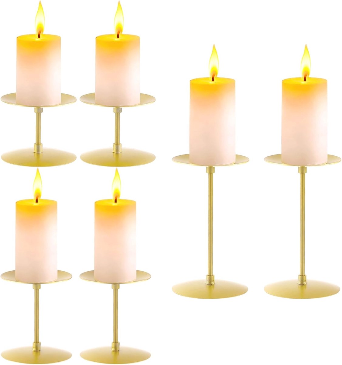 Gouden Kaarsenhouders - Set Kandelaars - Sfeervol Interieur - Variabele Hoogtes - 6 Stuks - Goud