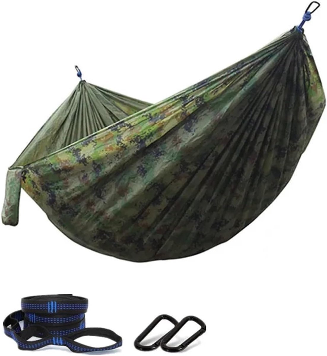 Reishangmat - Kampeerhangmat buiten - Ontspannen in natuur - Ultralicht parachute nylon - 200 kg draagkracht - Camouflage