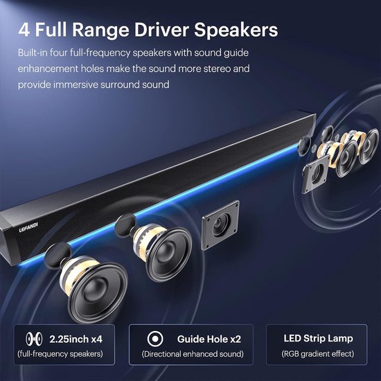 Soundbar met Subwoofer - PC Speaker - Thuisbioscoop Ervaring - Draadloze Microfoon - 2.1 Kanalen - Zwart — afbeelding 2