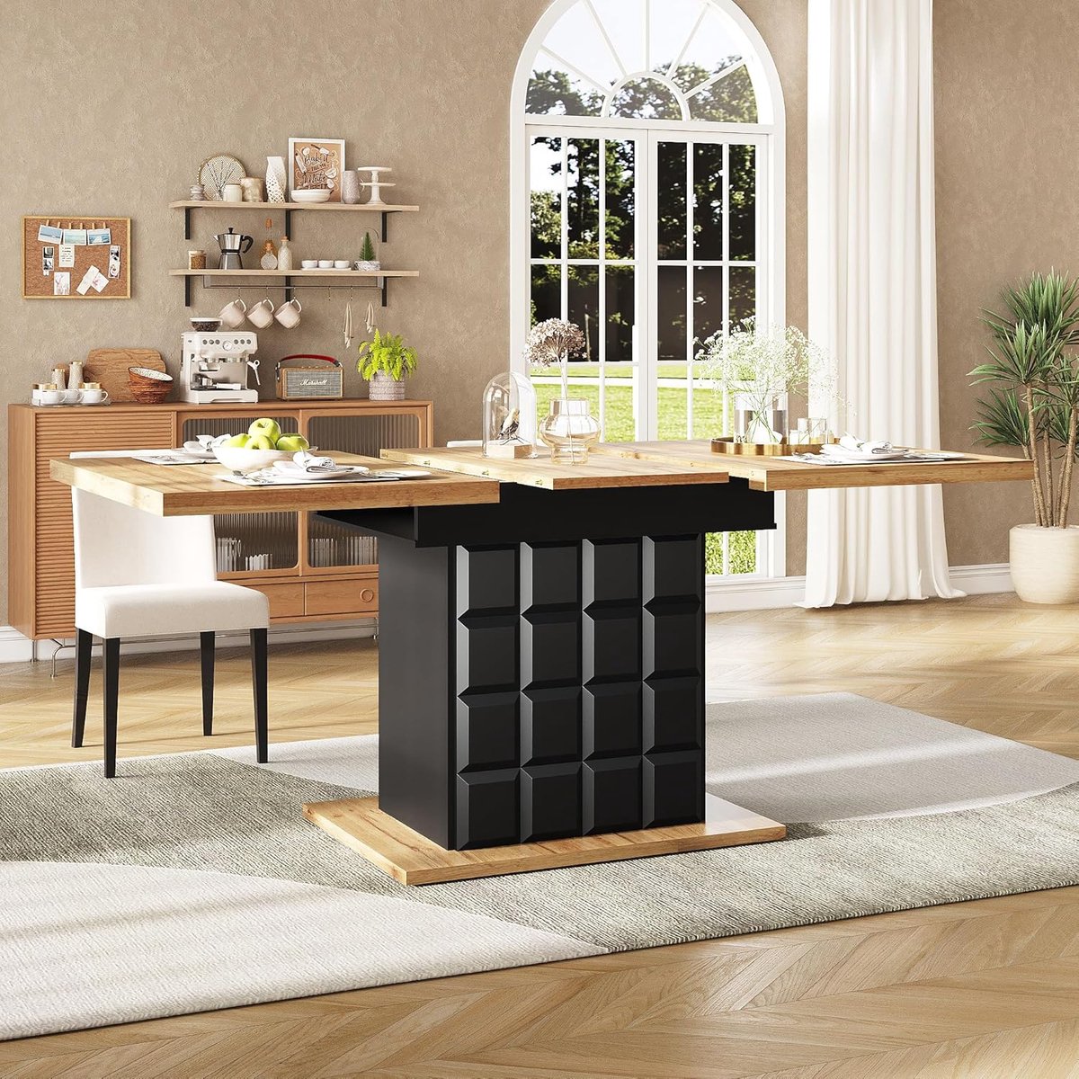 Uittrekbare Eettafel - Telescopische Tafel - Gasten Ontvangen - Dubbelzijdig Uittreksysteem - 110-140x80cm - Houtkleur