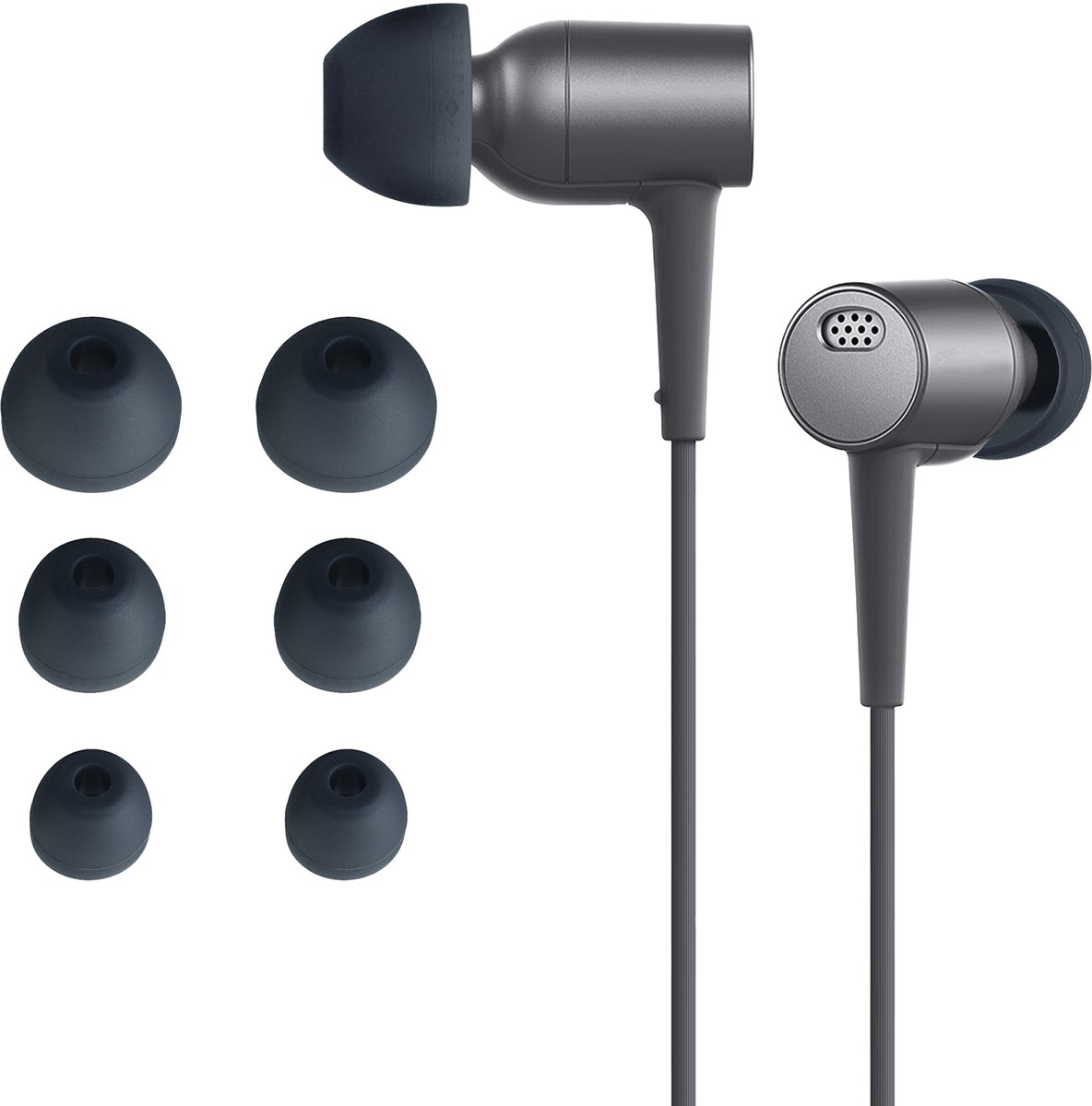 kwmobile 6x cover voor in-ear oortjes geschikt voor Sony MDR-EX750BT / WI-1000X / WI-H700 / WI-C200 - Vervangende oordopjes van siliconen in grijs - 3 maten