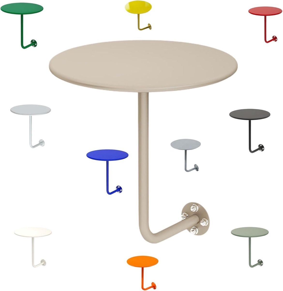 Wandtafel Rond - Balkontafel Dienblad - Terras Gebruik - Ruimtebesparend Ontwerp - 30 cm Diameter - Zwart