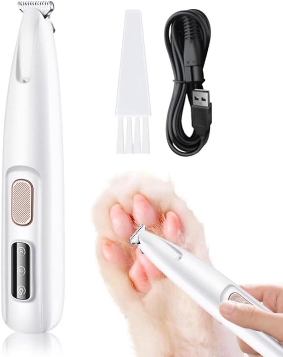 Dierentrimmer Precisie - Kleine Trimmer - Verzorging Huisdier - Met LED Licht - 17.8 cm - Wit