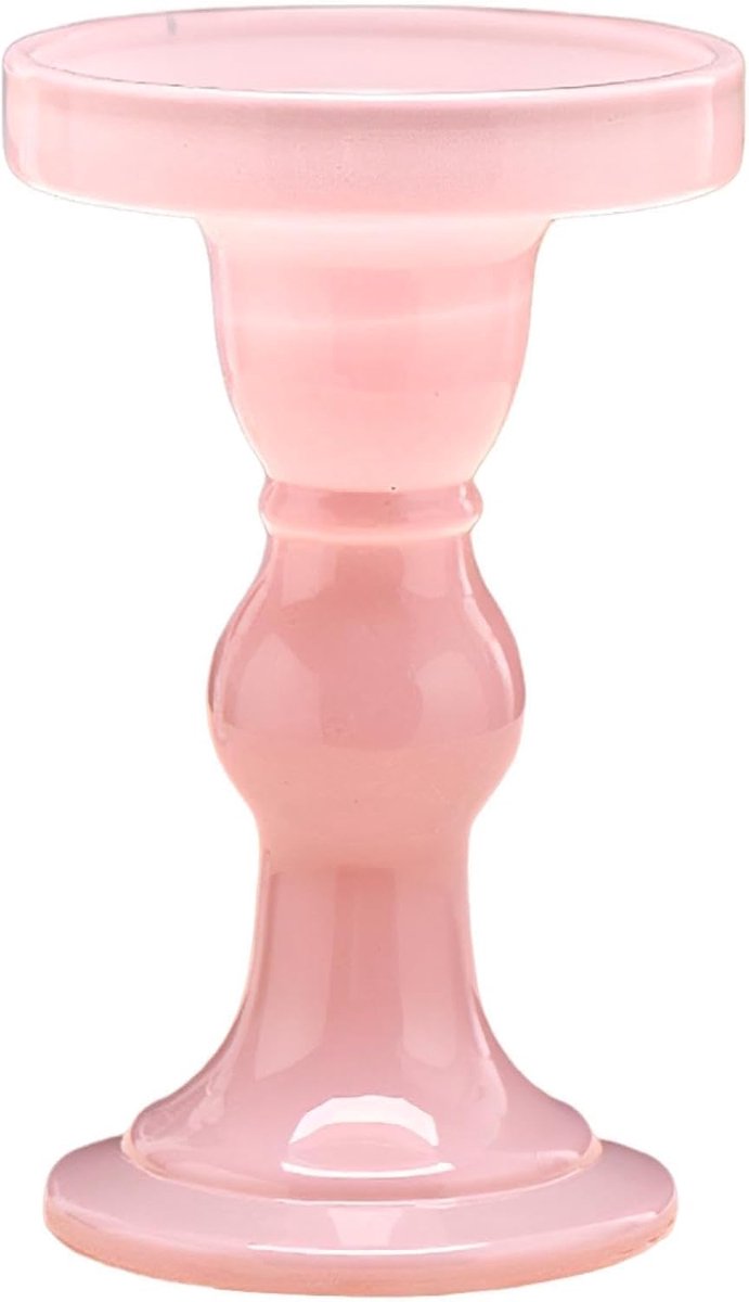 Glazen Kandelaars Set - Lotus Houders - Sfeervolle Decoratie - Drie Gelaagde Maten - 3 Stuks - Roze