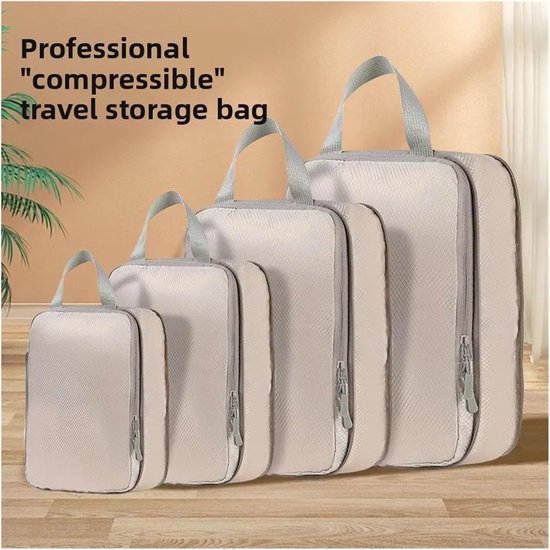 Kofferorganizerset - Bagage organizers - Reiscomfort maximaliseren - Waterdichte compressiezakken - 4 stuks - Blauw — afbeelding 3