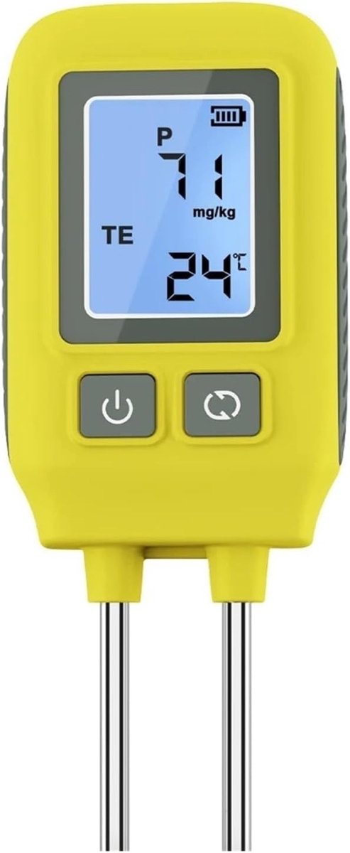 Bodemtester 4 in 1 - Voedingsstofdetector - Plantenverzorging - LCD Achtergrondverlichting - NPK Temperatuur - Grijs
