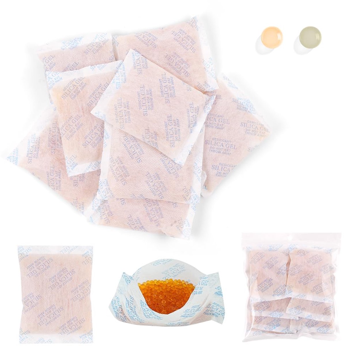 Silica Gel Droogmiddel - Vochtvreter - Beschermt tegen vocht - Met kleurindicator - 8 stuks 50g - Oranje