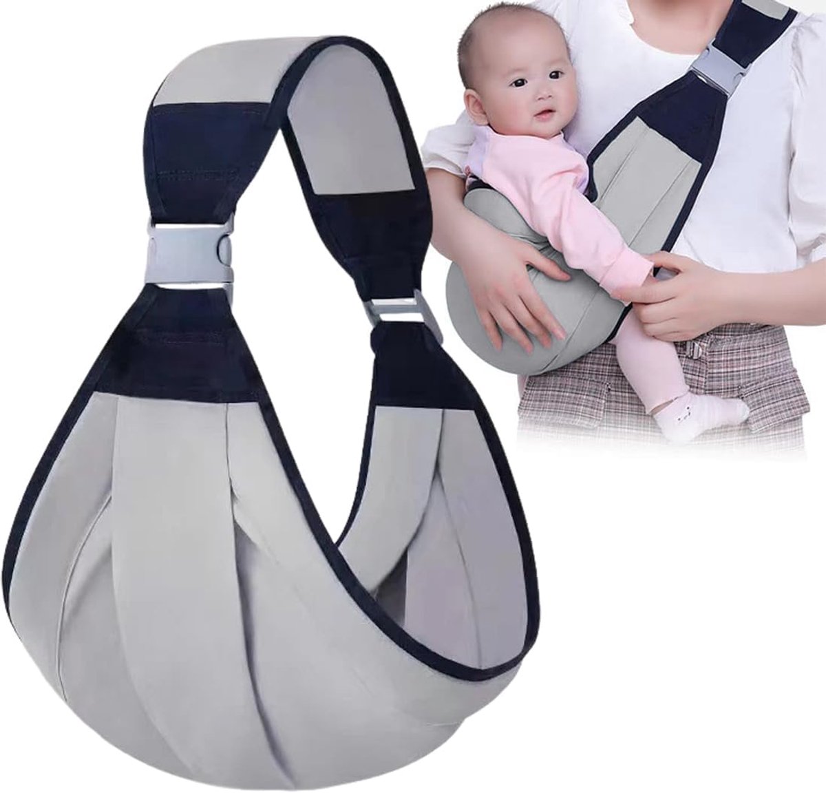 Babydraagdoek - Babydrager - Comfortabel Dragen - Ergonomisch Design - 0-48 Maanden - Grijs