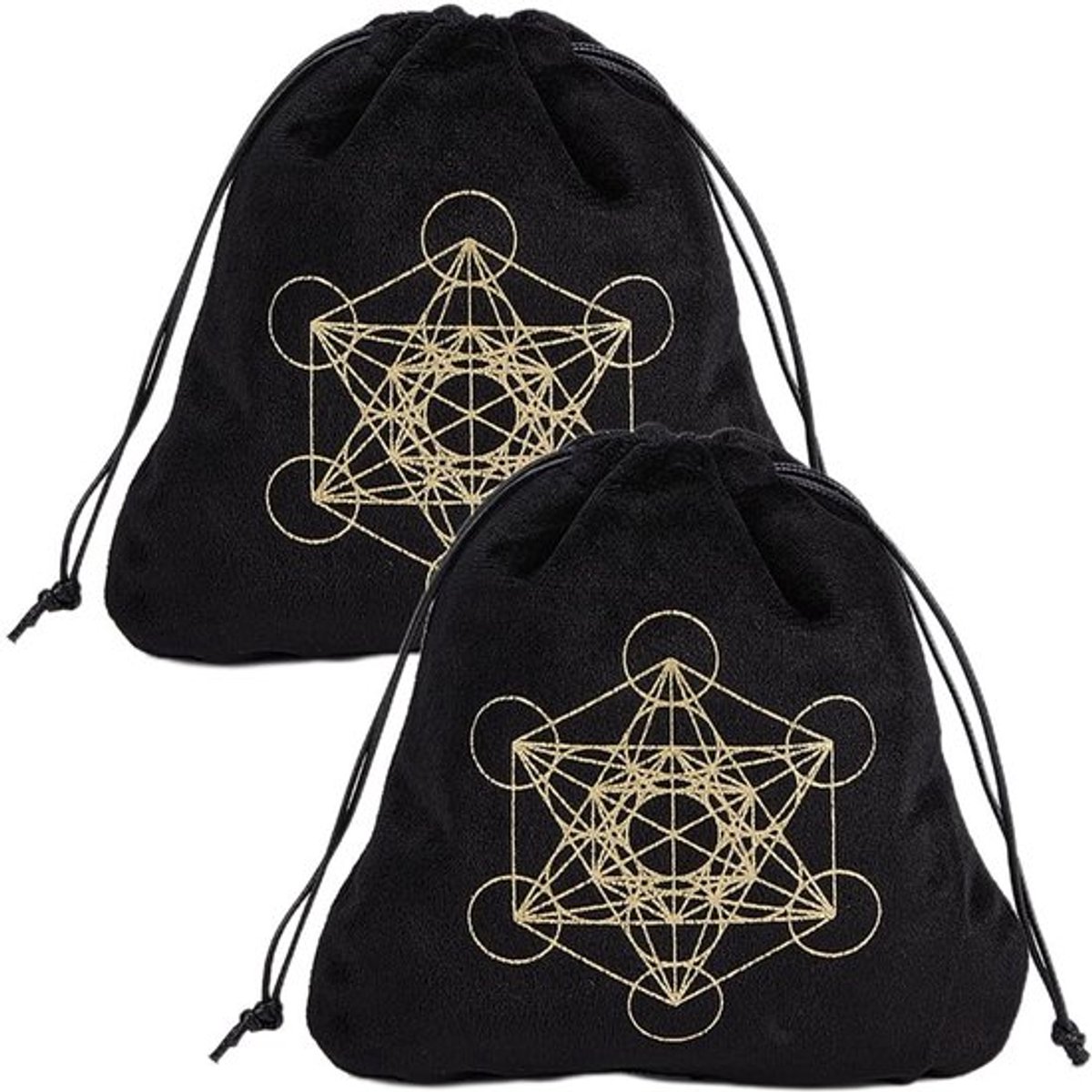 Tarotzakken met fluewelen tas en Metatron's kubus