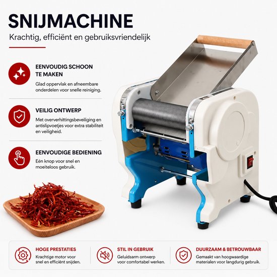 DPLUNIQ Snijmachine - Groentesnijder - Keukenmachine - Foodprocessor - Droge/Verse Ingrediënten - 550W - 38x33x37cm - Wit/Blauw van DPLUNIQ — afbeelding 4