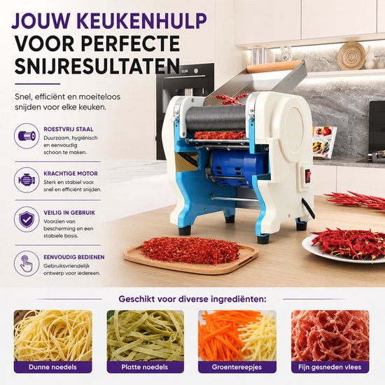 DPLUNIQ Snijmachine - Groentesnijder - Keukenmachine - Foodprocessor - Droge/Verse Ingrediënten - 550W - 38x33x37cm - Wit/Blauw van DPLUNIQ — afbeelding 5