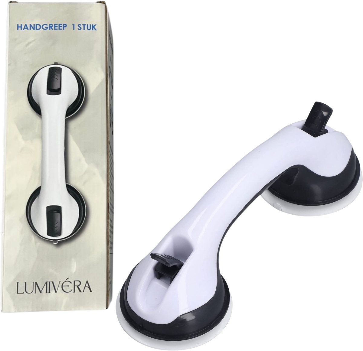 Lumivéra® - 1 Stuk Handgreep met Zuignap - Handgreep - Handgreep Douche - Wandbeugel Badkamer - Handgreep Badkamer - Veiligheidsgreep - Wandbeugel Badkamer - Wandbeugel - Alleen voor Gladde Oppervlakken
