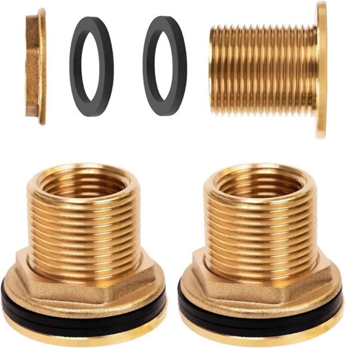 Allecto Plus - Regenton aansluitset 2 stuks met messing schroefverbindingen voor
