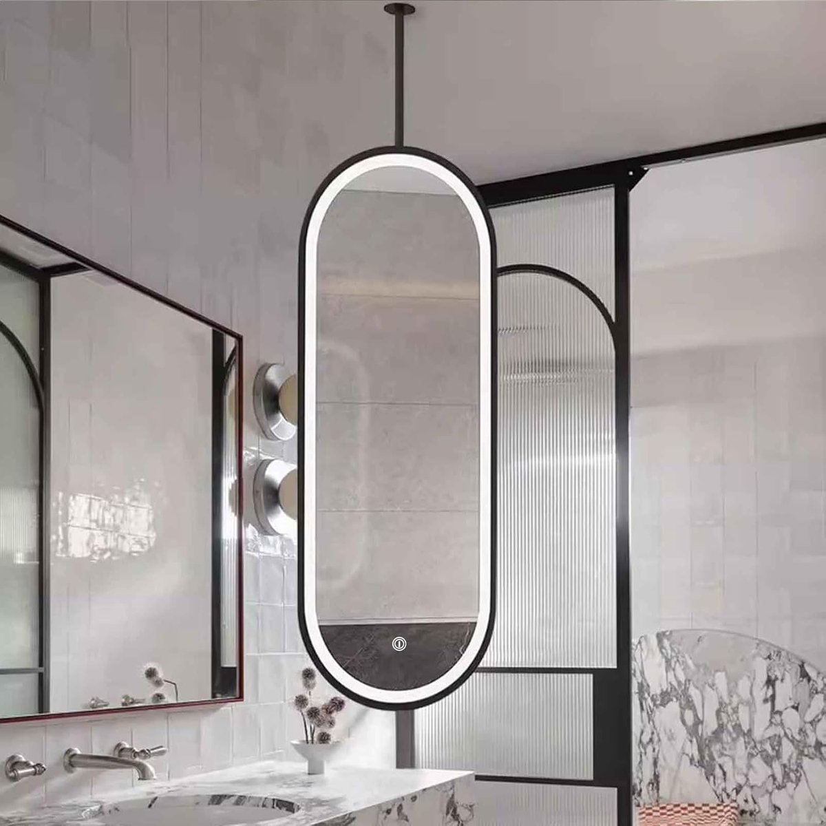 Ovale spiegel - Wandspiegel verlicht - Make-up aanbrengen - Explosieveilig glas - 60 x 100