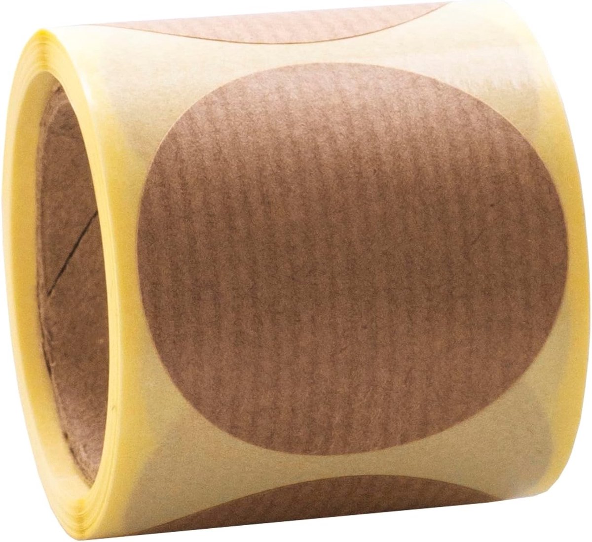 Geribbelde ronde kraftstickers 47 mm, 100 stuks – natuurlijk bruin vintage decoratieve cadeaustickers