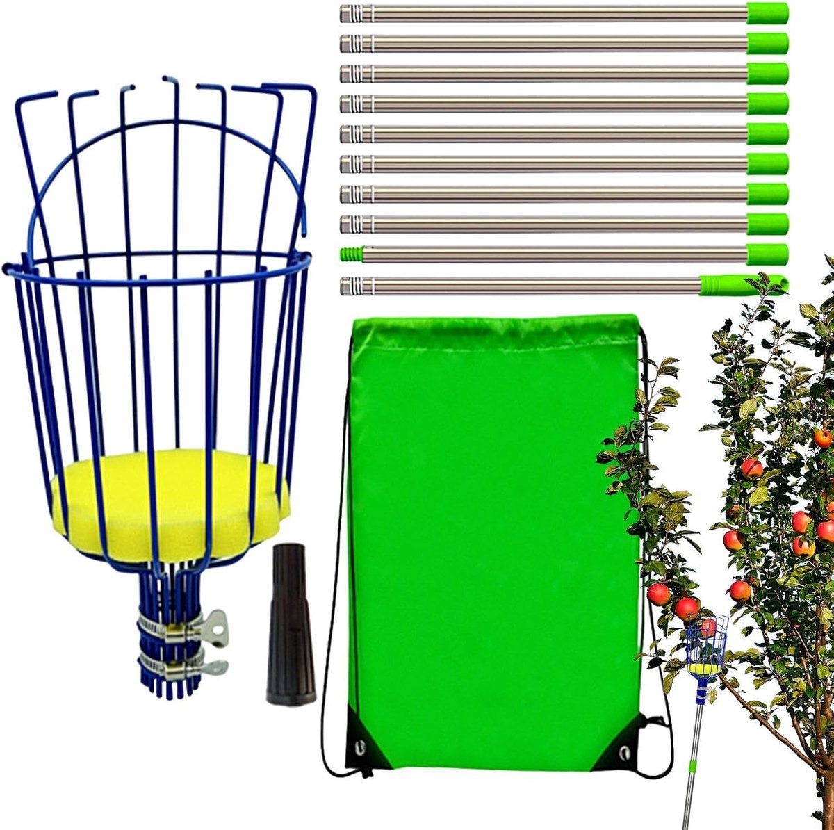 Fruit plukstok - Plukpaal mand - Fruit oogsten - Telescopische handgreep - Tot 4 meter - Oranje