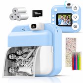 Luumuu® Digitale Kindercamera Met Foto Printer - Fototoestel Voor Kinderen - Kinder Fotocamera Instant Print- Speelgoed Video Camera Kind - Vlogcamera Kids - Sd Kaart 16GB - Blauw