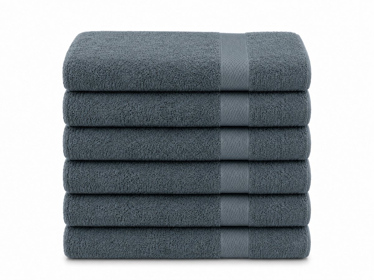 Handdoeken Set 6 Stuks antraciet 50x100 cm – 80% Katoen / 20% Polyester – Zacht, Sterk en Sneldrogend – Hotelkwaliteit