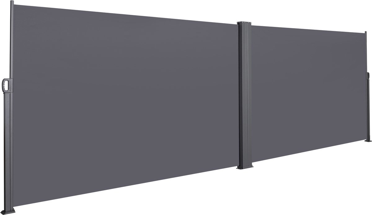 Uitschuifbaar zijzonnescherm voor balkon, tuin en terras, privacybescherming, windscherm, waterdicht, zonwering, 200 x 600 cm, grijs