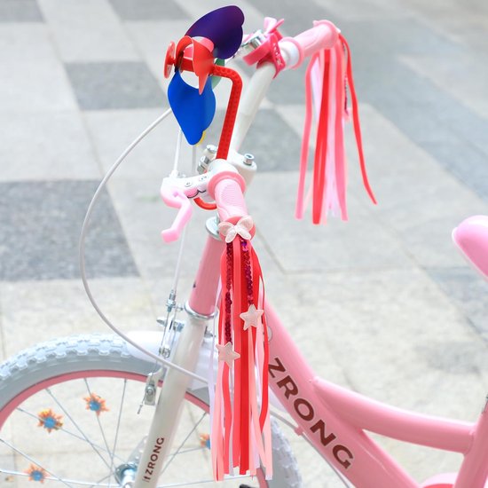 2 Stuks - Stuurslingers - Stuurversiering Fiets - 25cm - Handvatstreamers - Fiets Versiering Kinderen - Kinderfiets versiering - Stuurversiering Slingers - Handvat Streamers - Polyester - Prinsessen Franjes - Stuurversiering Meisje - Roze — afbeelding 2