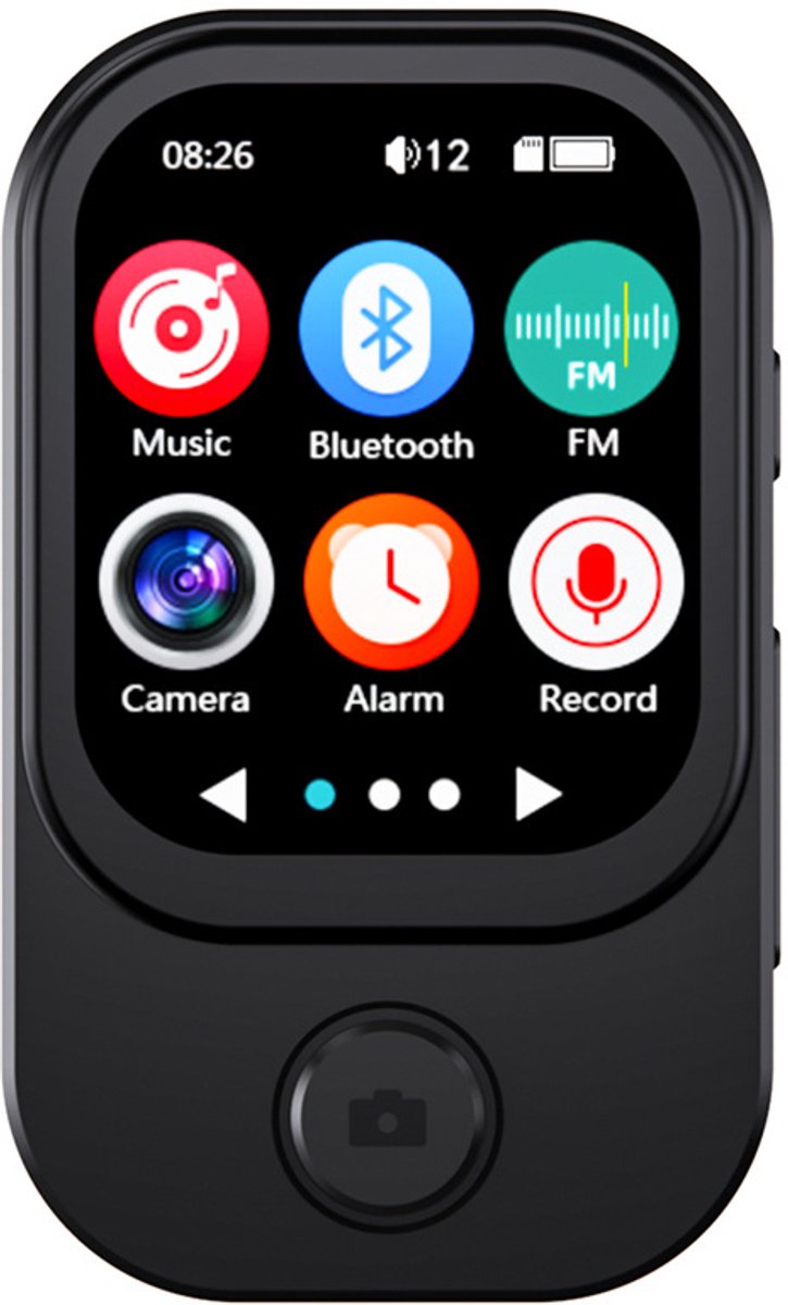 Gloovon® MP3-speler met bluetooth - Compacte muziekspeler - Geschikt voor sport, hardlopen & school - Met draaibare camera - Zwart